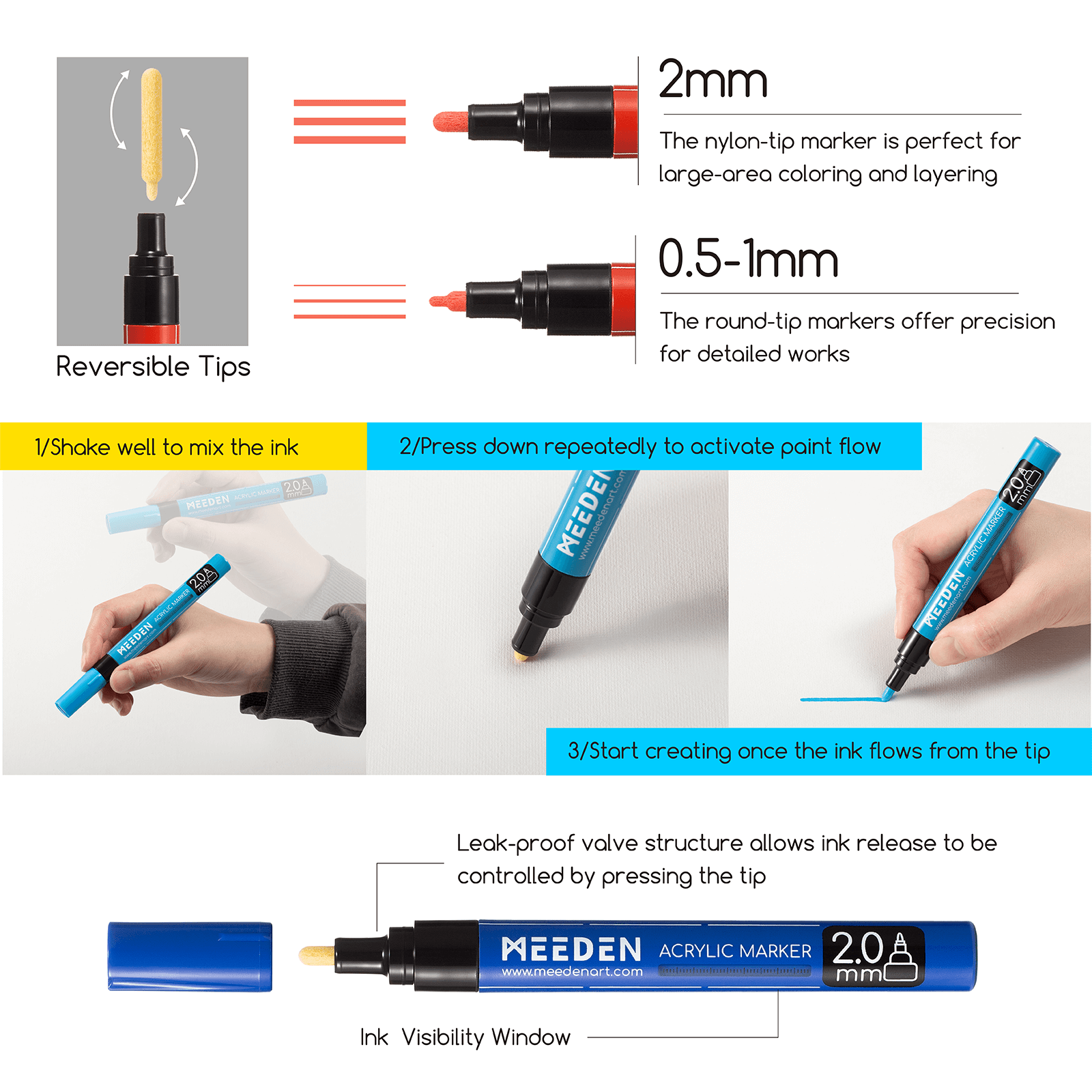 MEEDEN Acrylic Paint Markers Set - 30 Colors