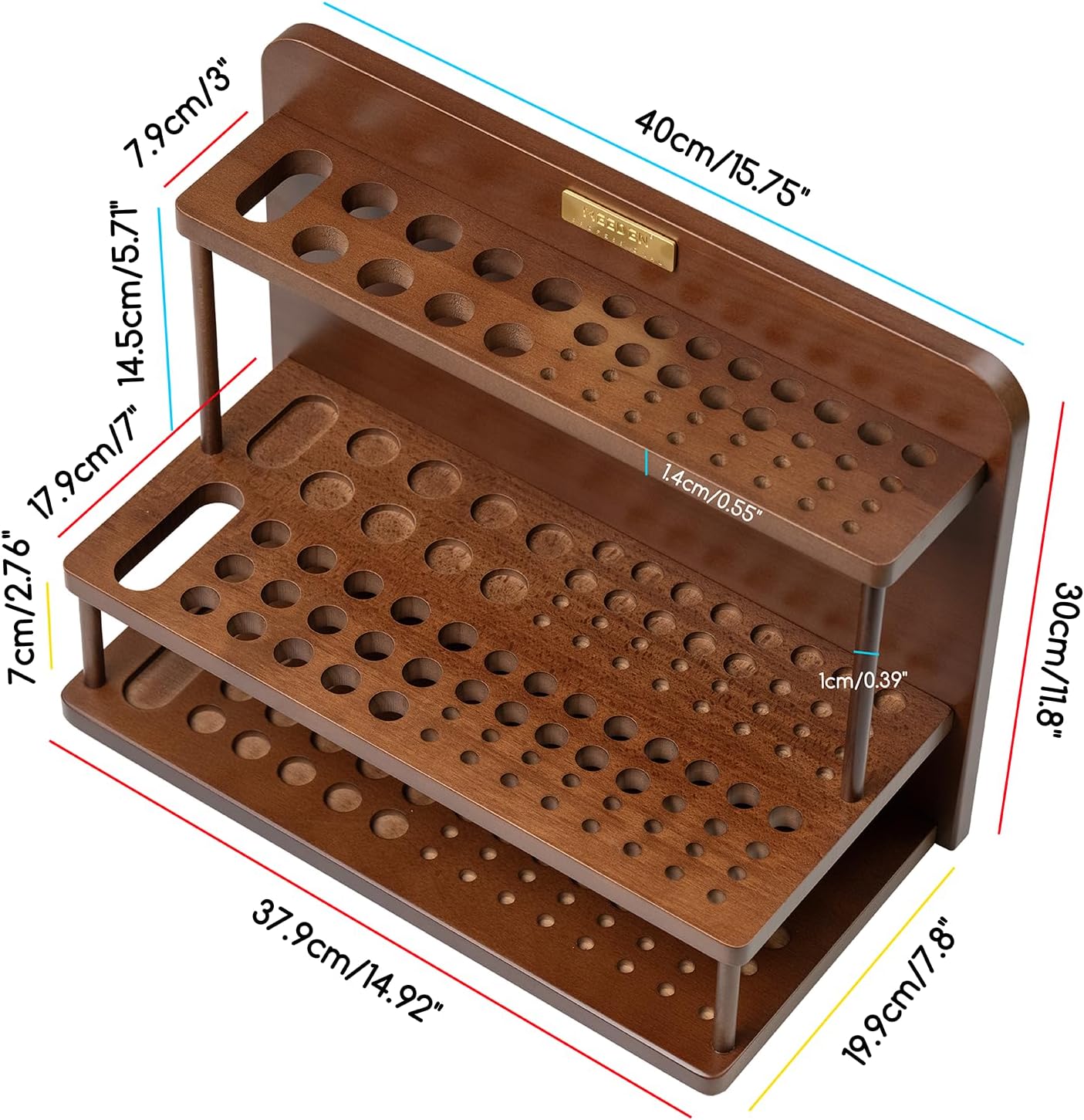 MEEDEN Pro 2-Tier Wooden Paint Brush Holder Organizer-BJ-01