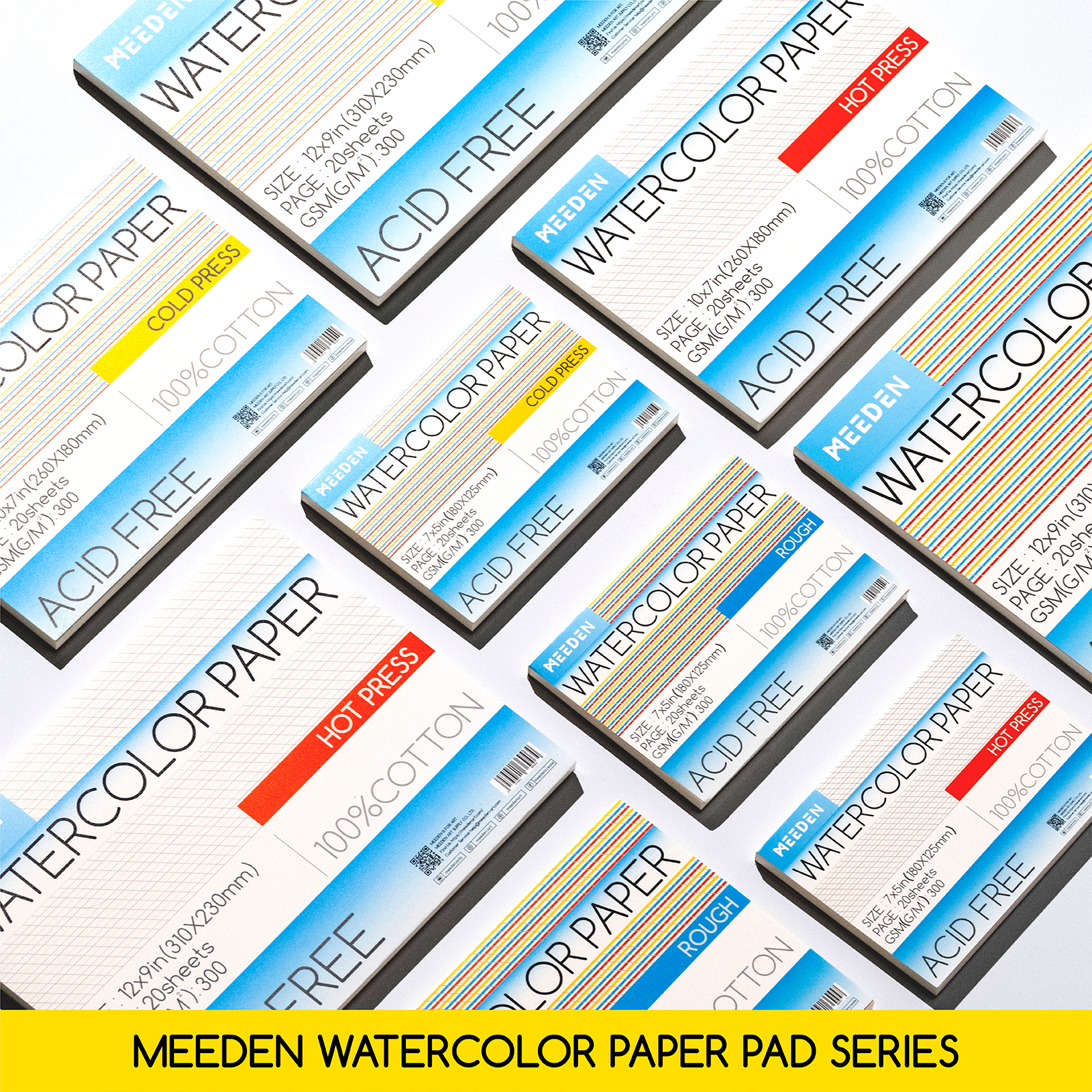 MEEDEN 21x15" Cold Press Watercolor Paper Pad 20 Sheets