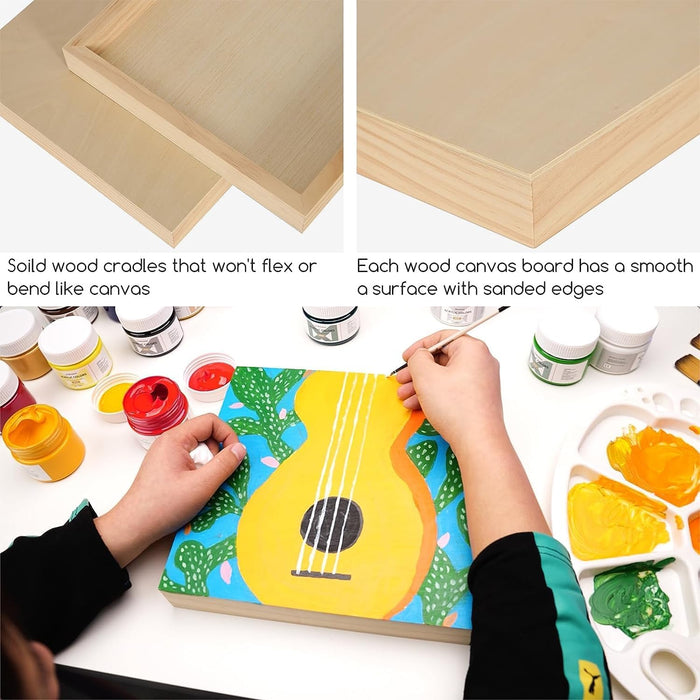 MEEDEN Artist Birch Wood Canvas Board, 1-1/2” Deep, 10x10 Inch, 4 Pack