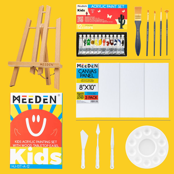 MEEDEN Kids Acrylic Painting Kit with Wood Table Easel