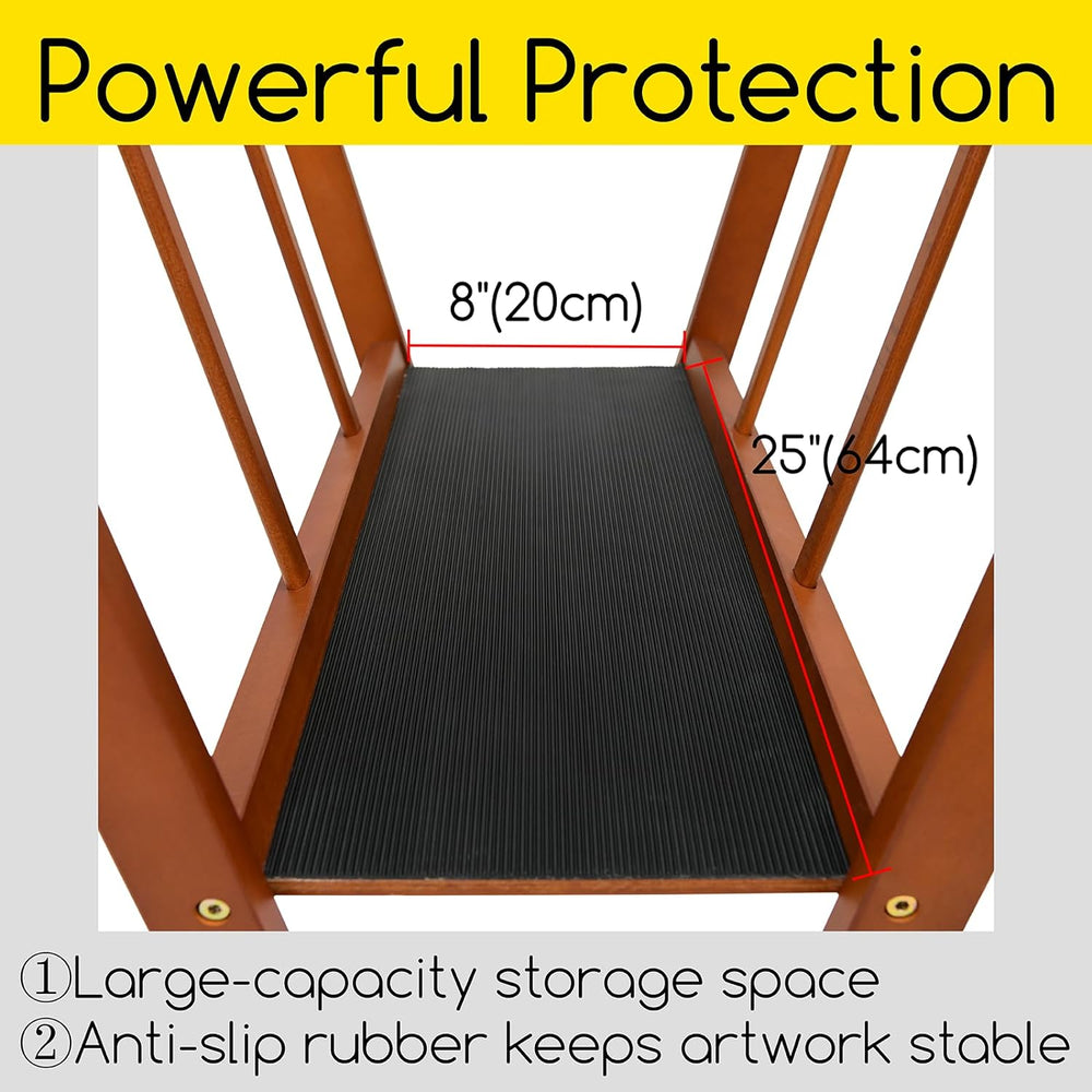 MEEDEN Wood Large Print Rack with Castors Walnut Color