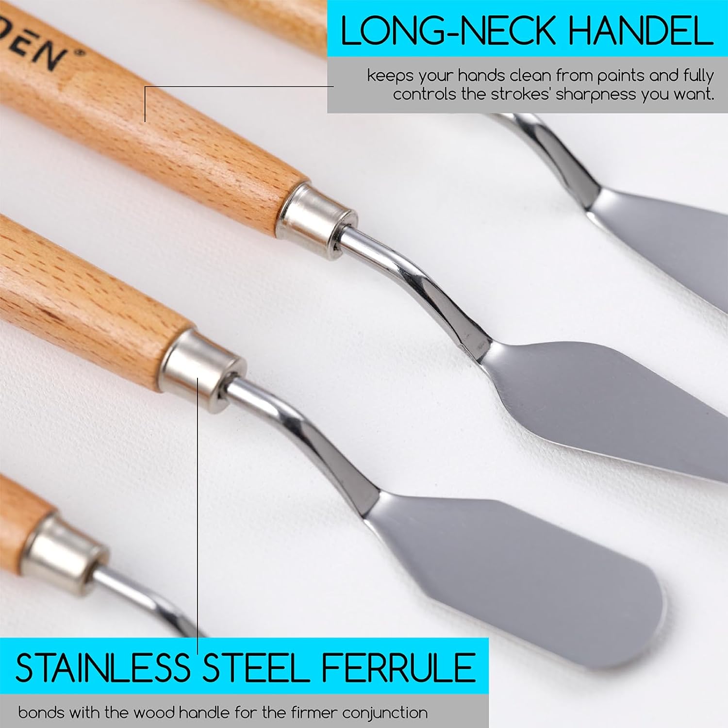 MEEDEN Artist Stainless Steel Palette Knife, 5 Pcs Set