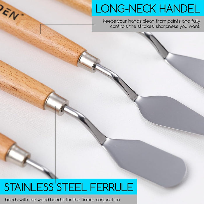 MEEDEN Artist Stainless Steel Palette Knife, 5 Pcs Set