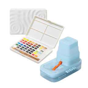 MEEDEN Solid Watercolor and Foldable Paint Brush Cleaner Set