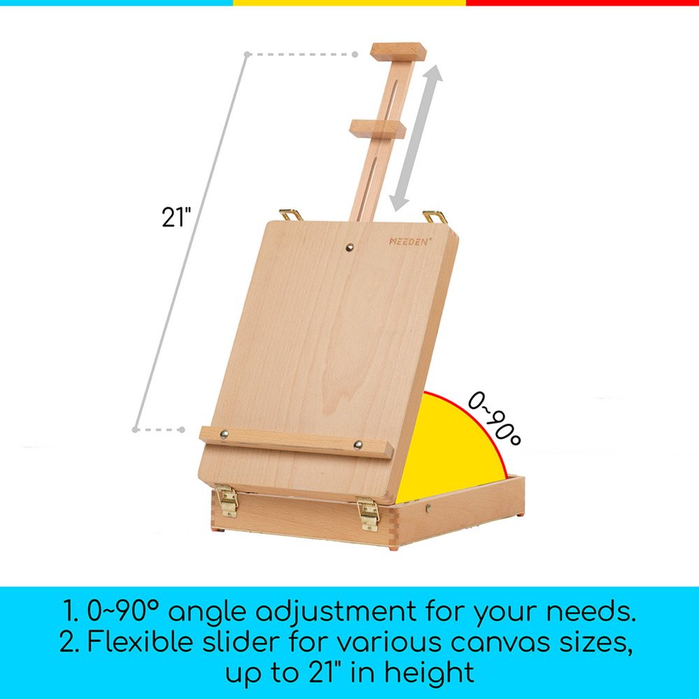 MEEDEN Solid Beech Wood Tabletop Easel Art Easel with Storage