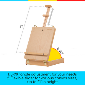 MEEDEN Solid Beech Wood Tabletop Easel, Art Easel with Storage-HBX-3