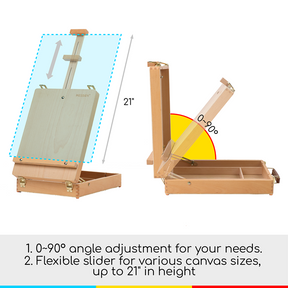 MEEDEN Solid Beech Wood Tabletop Easel, Art Easel with Storage-HBX-3