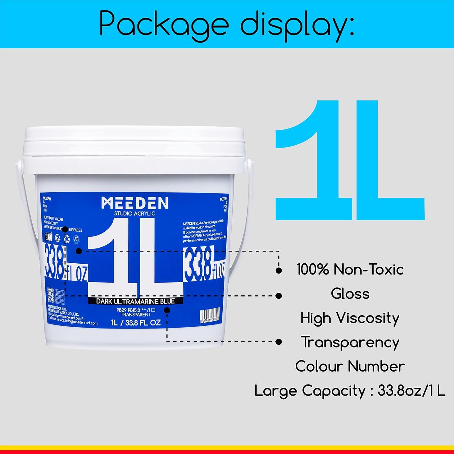 MEEDEN Studio Acrylic Paint,  1 L / 33.8 oz