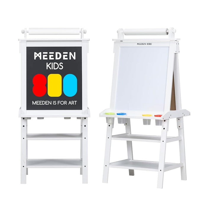 MEEDEN Solid Pine Wood Double-Sided Kids Art Easel Set, 77 Pieces -White