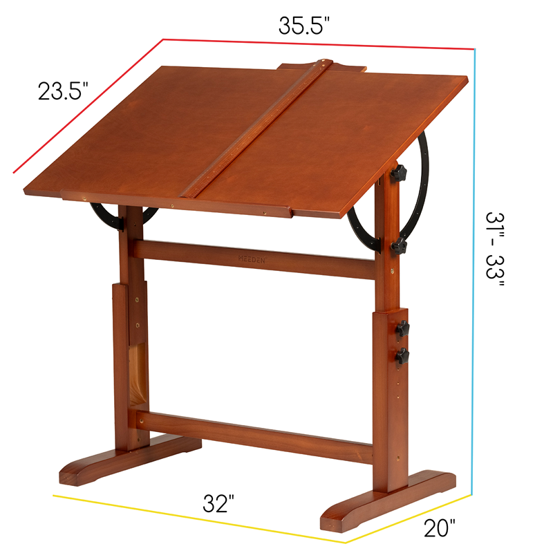 MEEDEN Vintage Adjustable Wooden Drafting Table , Dark Walnut-XSZ-4