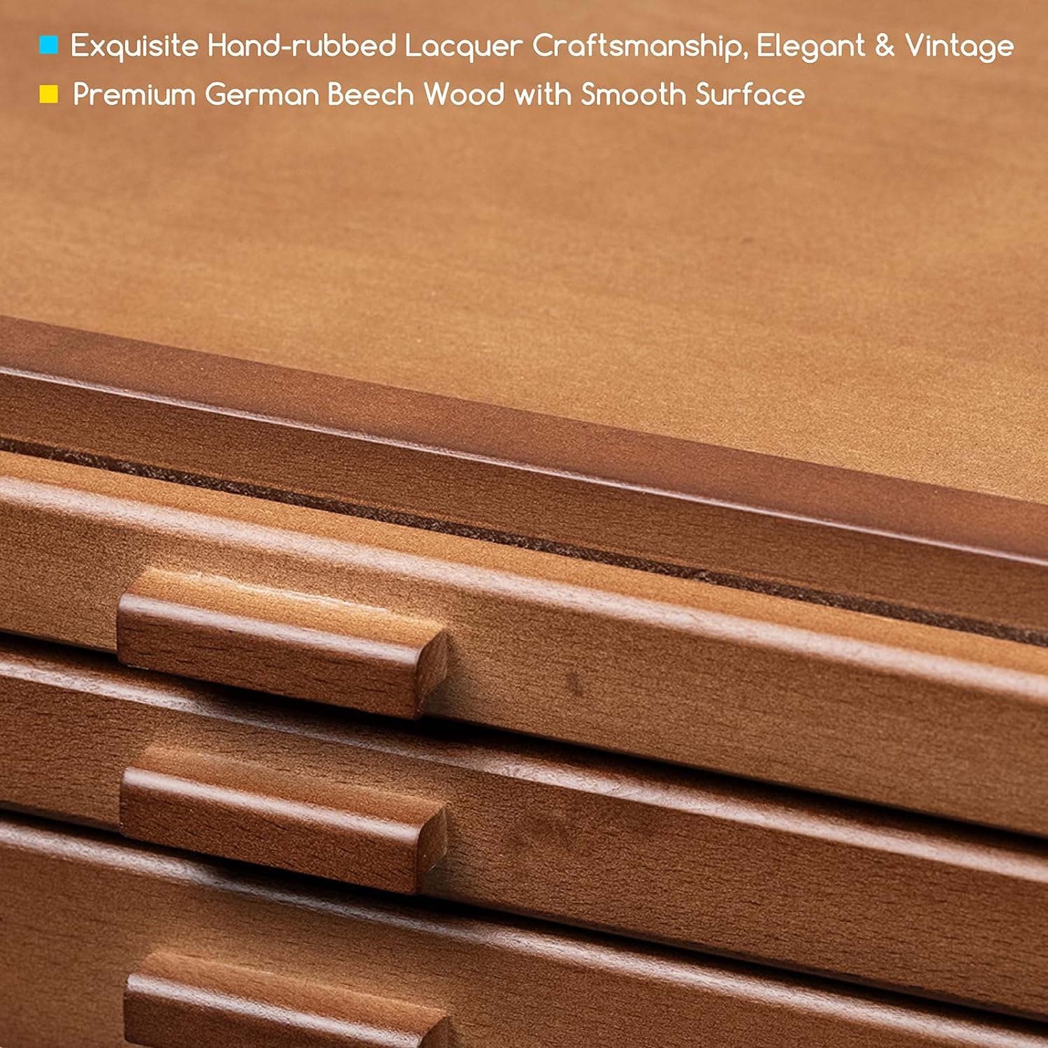 MEEDEN Artist Storage Supply Box: 3-Tier Solid Beech Wood with Removable Dividers - Walnut
