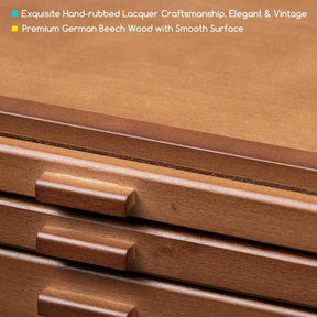 MEEDEN Artist Storage Supply Box: 3-Tier Solid Beech Wood with Removable Dividers - Walnut