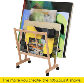 MEEDEN Wooden Large Print Rack with Castors-Natural