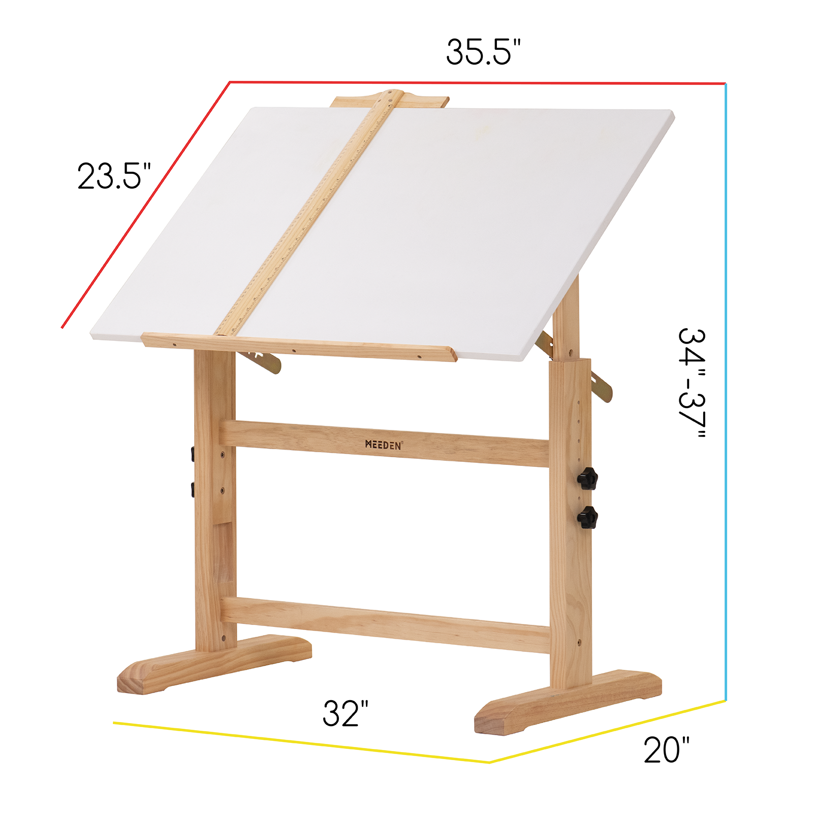 MEEDEN Wooden Vintage Drafting Table White Board-XSZ-5