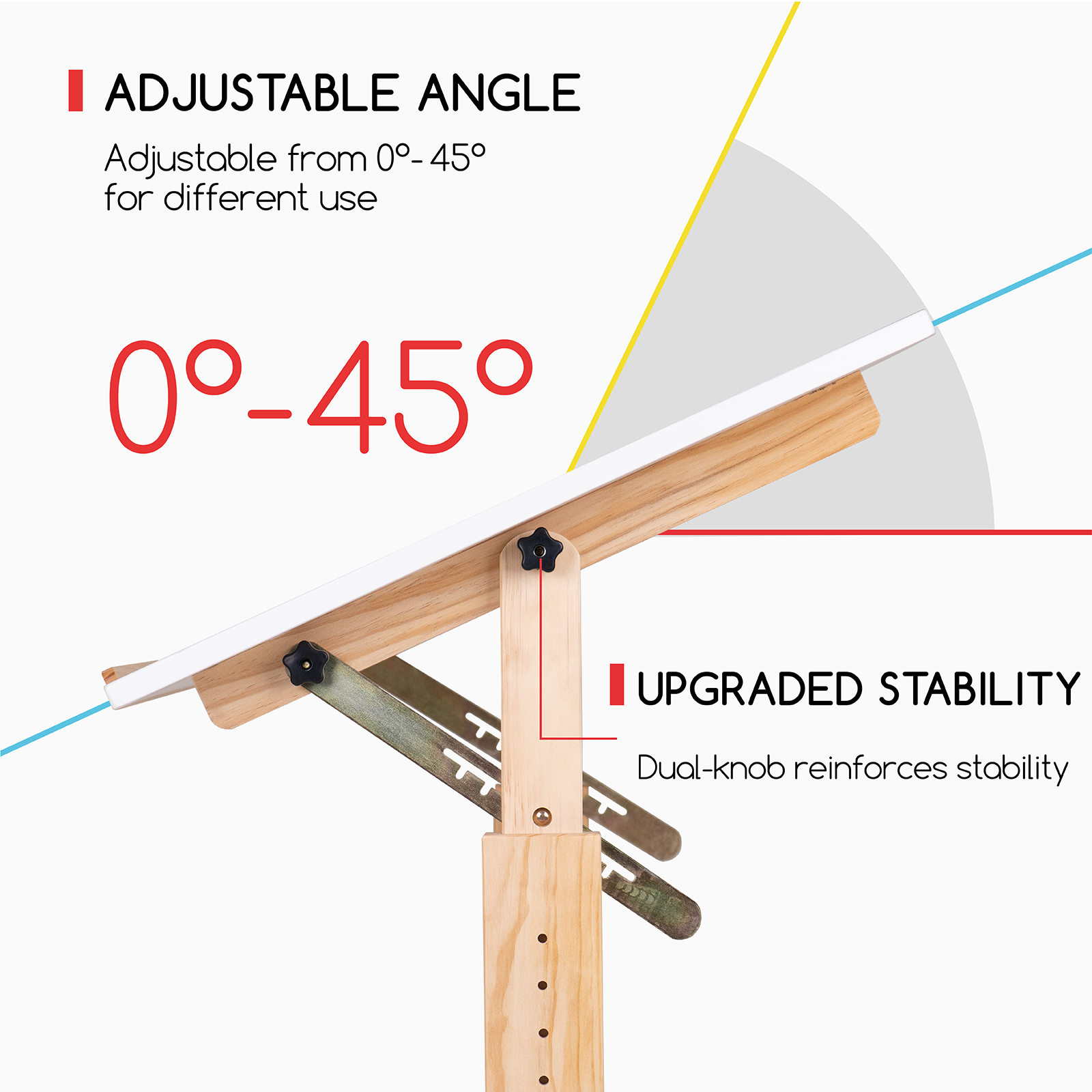 MEEDEN Adjustable Wooden Drafting Table & Stool Set, White-XSZ-5