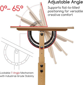 MEEDEN Extra Large Wooden Drawing Table: Natural Paint