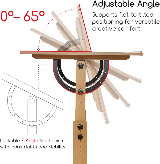 MEEDEN Extra Large Wooden Drawing Table: Natural Paint