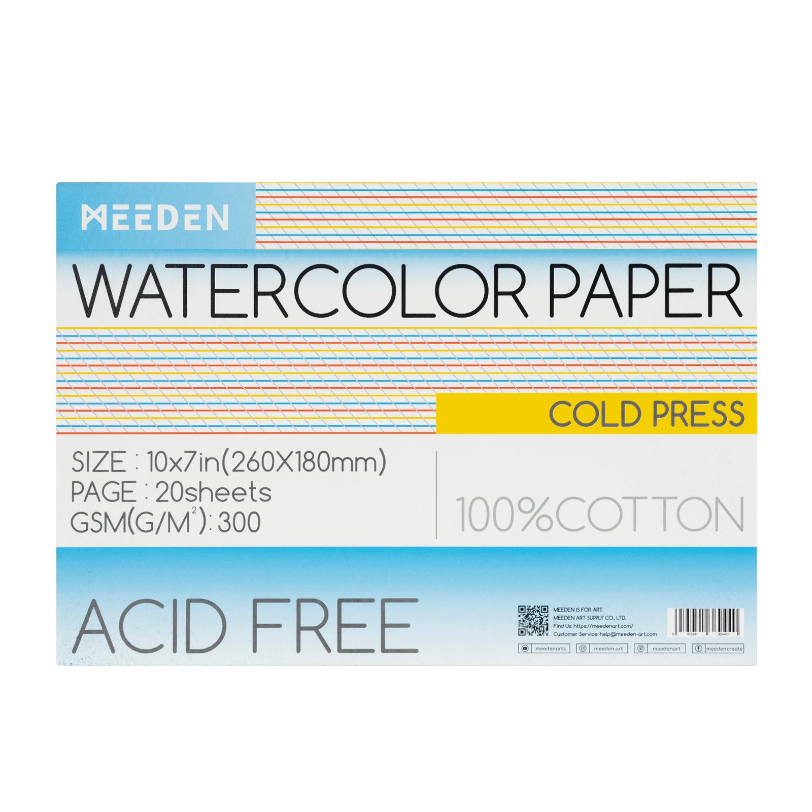 MEEDEN Cold Press & Hot Press & Rough Watercolor Paper Pad