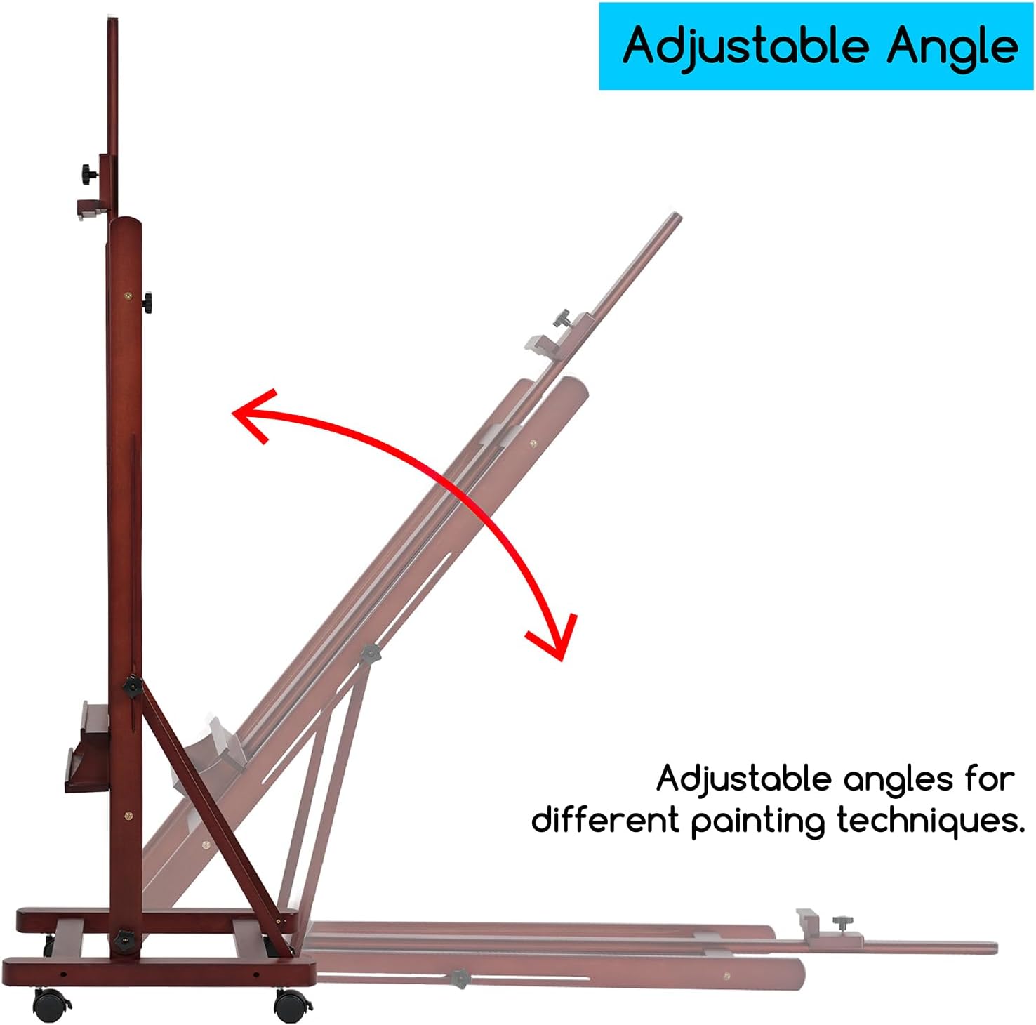 MEEDEN H-Frame Artist Easel with Storage Tray-Dark Walnut-W02