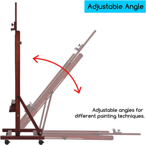 MEEDEN H-Frame Artist Easel with Storage Tray-Dark Walnut-W02