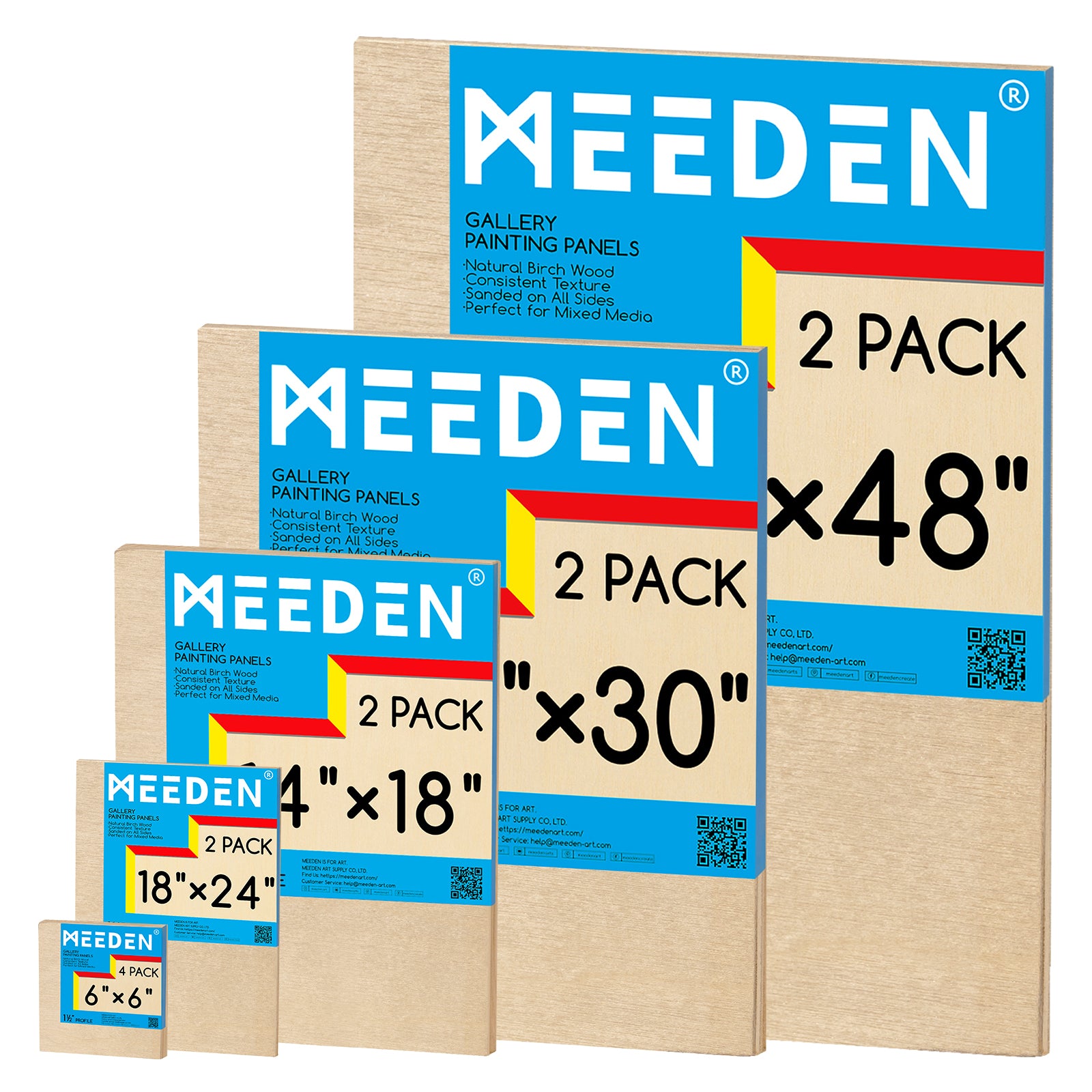 MEEDEN Artist Birch Wood Canvas Board, 1-1/2” Deep