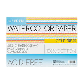 MEEDEN 7x5" Cold Press Watercolor Paper Pad 20 Sheets