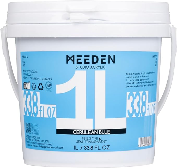 MEEDEN Studio Acrylic Paint-Cerulean Blue, 1L / 33.8 oz