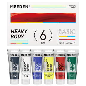 MEEDEN Heavy Body Acrylic Paint 6 Basic Colors, 60ml