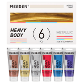 MEEDEN Heavy Body Acrylic Paint 6 Metallic Colors, 60ml