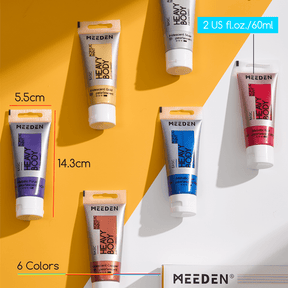 MEEDEN Heavy Body Acrylic Paint 6 Metallic Colors, 60ml