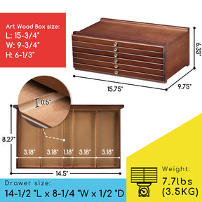 MEEDEN 6-Drawer Artist Supply Storage Box, Walnut