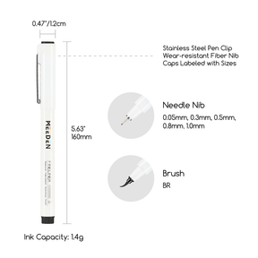 MEEDEN Micro Fineliner Drawing Pens: 6-Size Fine Liner Pen Set -All Black