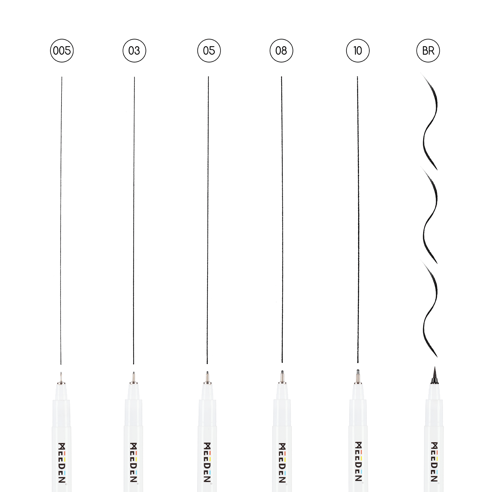MEEDEN Micro Fineliner Drawing Pens: 6-Size Fine Liner Pen Set -All Black