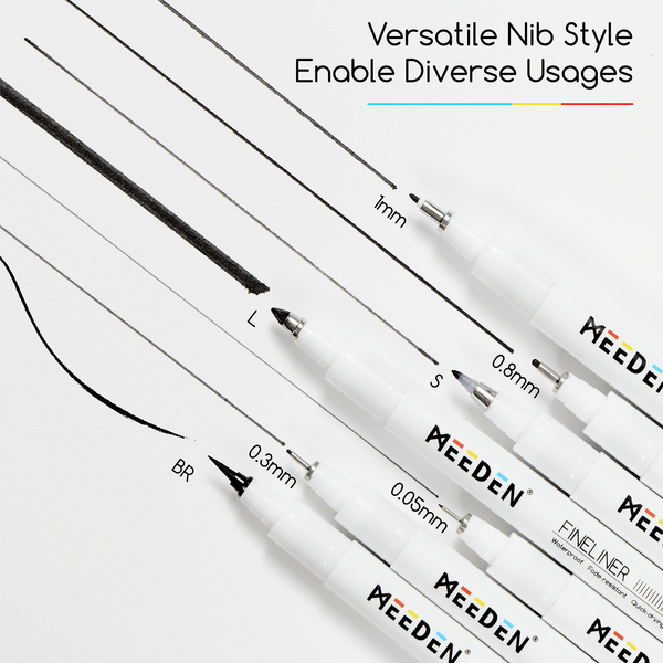 MEEDEN Micro Fineliner Drawing Pens: 6-Size Fine Liner Pen Set -All Black