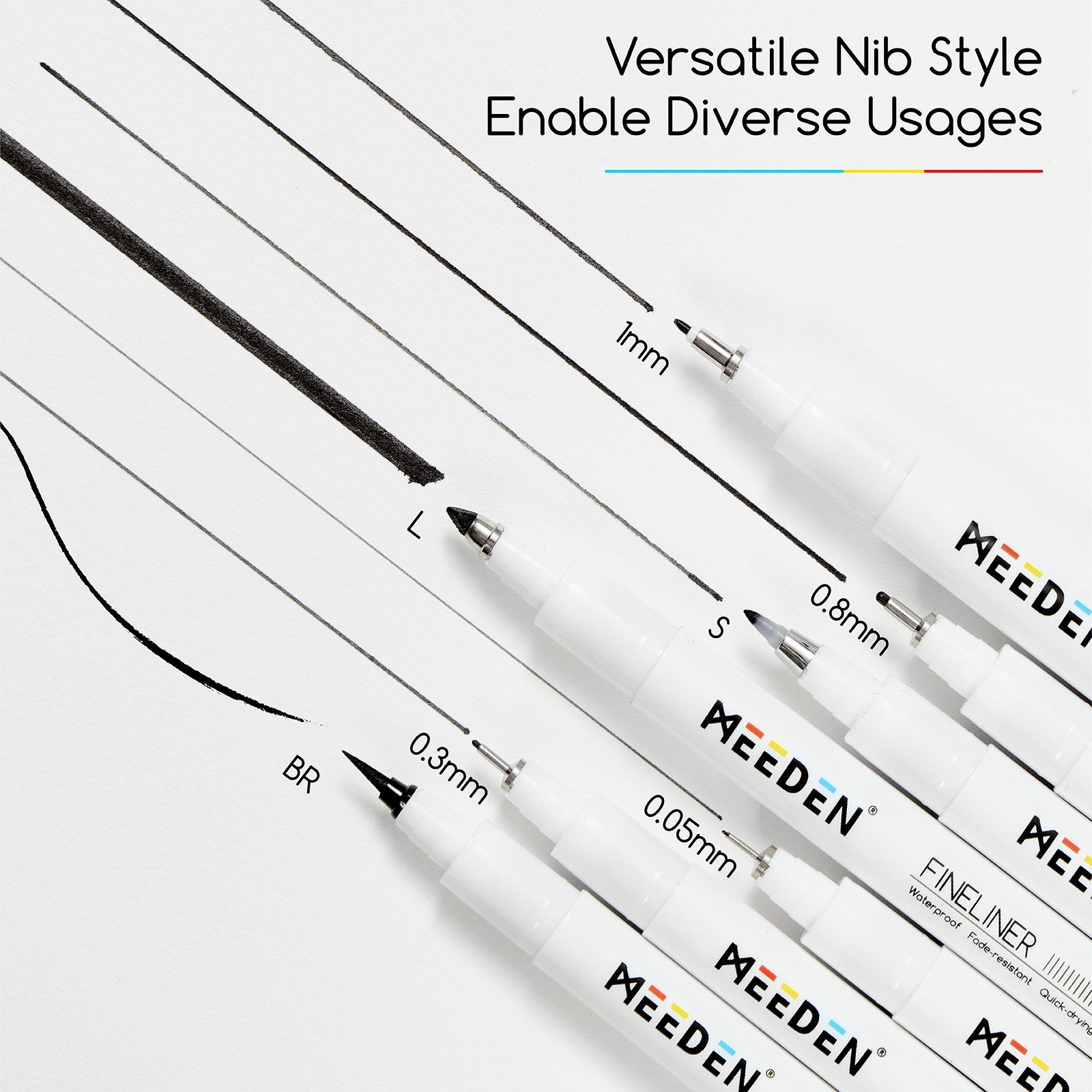 MEEDEN Micro Fineliner Drawing Pens: 6-Size Fine Liner Pen Set -All Black