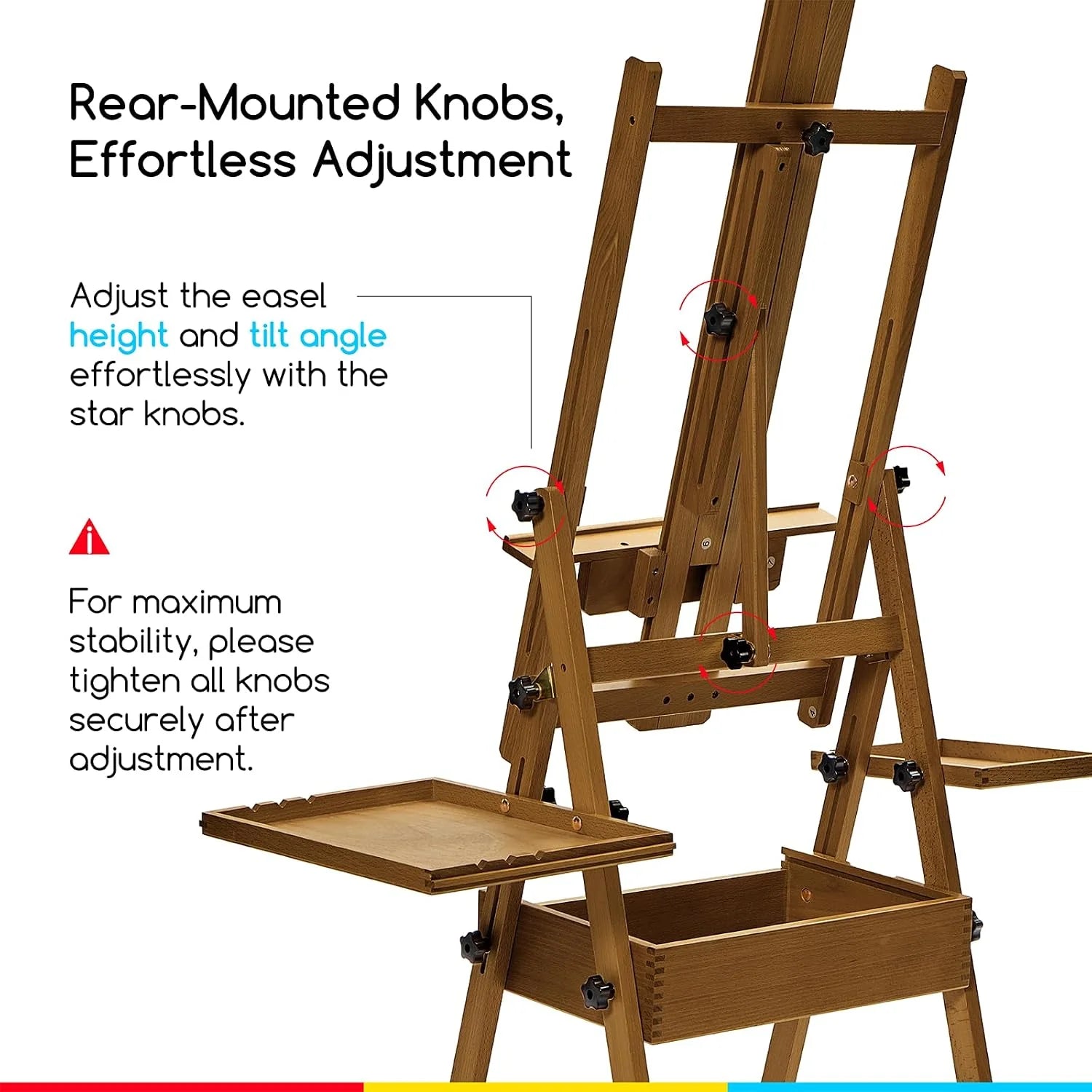 MEEDEN Painting Easel with Storage: H-Frame Beech Wood Art Easel - Walnut