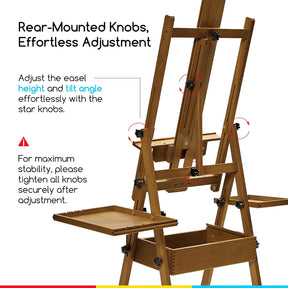 MEEDEN Painting Easel with Storage: H-Frame Beech Wood Art Easel - Walnut