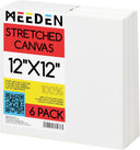MEEDEN 100% Cotton Stretched Canvas, 12 x 12 In, 6 Packs