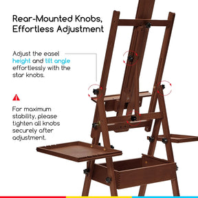 MEEDEN Painting Easel with Storage: H-Frame Beech Wood Art Easel - Dark Walnut