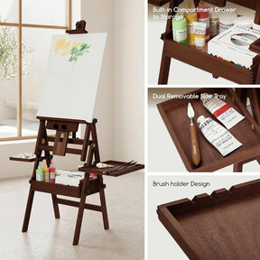 MEEDEN Painting Easel with Storage: H-Frame Beech Wood Art Easel - Dark Walnut