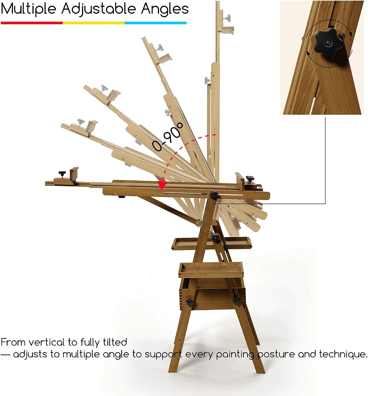 MEEDEN Painting Easel with Storage: H-Frame Beech Wood Art Easel - Walnut