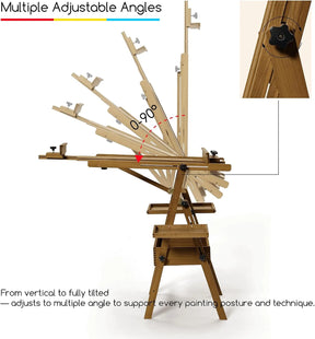 MEEDEN Painting Easel with Storage: H-Frame Beech Wood Art Easel - Walnut