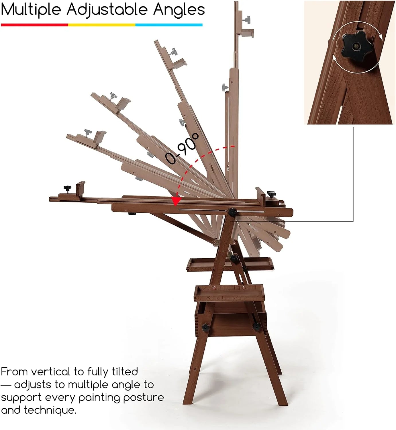 MEEDEN Painting Easel with Storage: H-Frame Beech Wood Art Easel - Dark Walnut