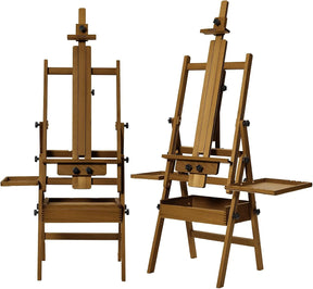 MEEDEN Painting Easel with Storage: H-Frame Beech Wood Art Easel - Walnut