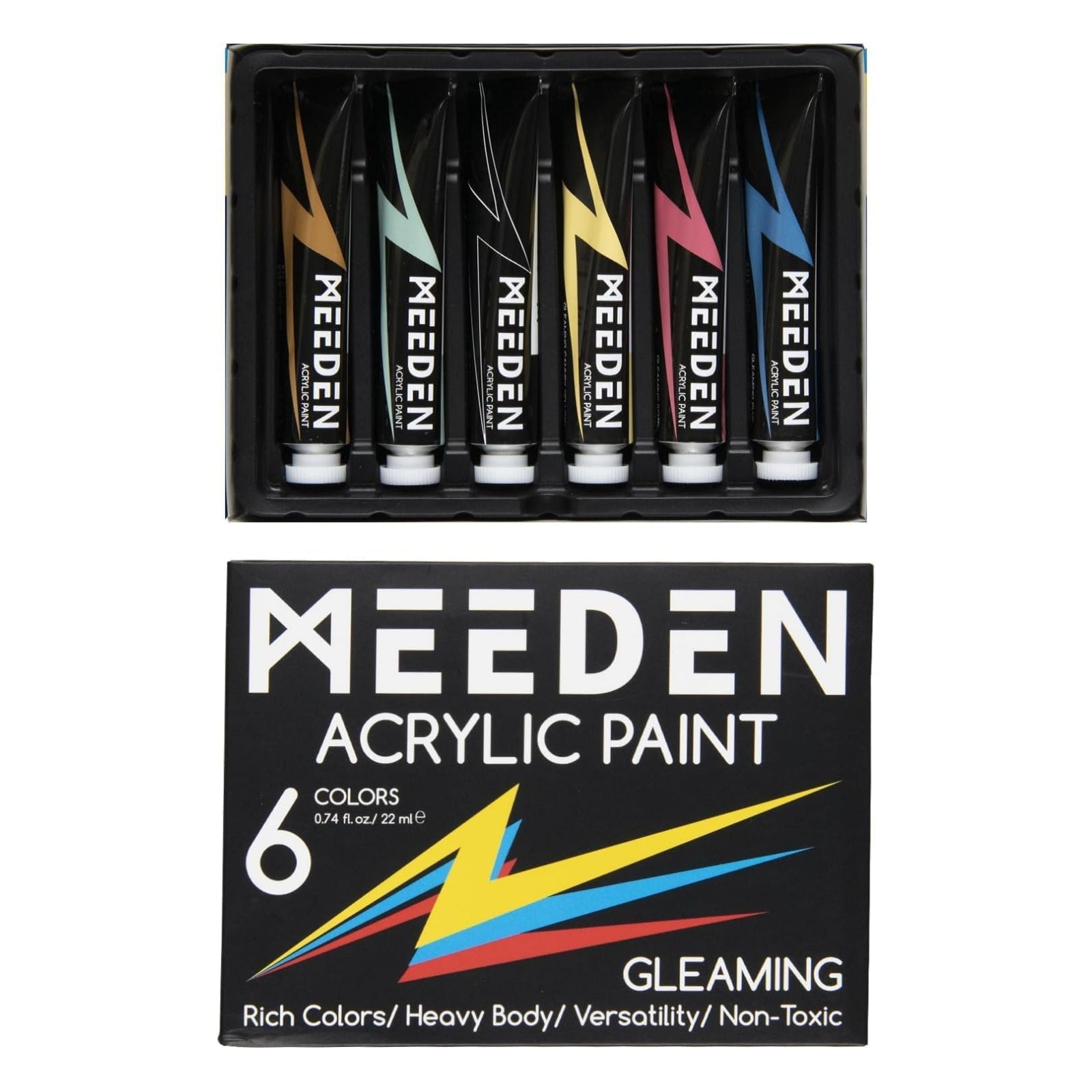 MEEDEN Gleaming Acrylic Paint Set, 6 Tubes, 22 ml / 0.74 oz