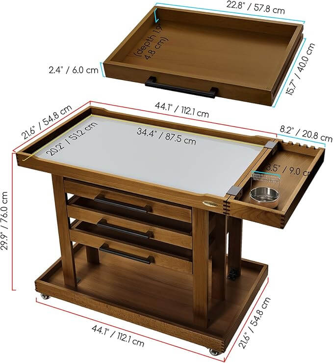 MEEDEN Extra Large Artist Storage Cart, 5-Tier Rolling Painting Studio Workstation, W13H Extra Large - Walnut