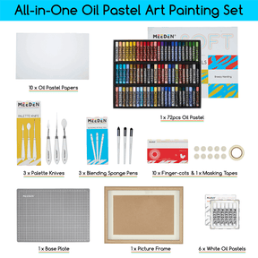 MEEDEN Soft Oil Pastels Set: 102 Pcs Oil Pastel Kit with 72 Colors & 6 White Pastel