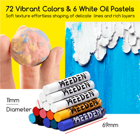 MEEDEN Soft Oil Pastels Set, 102Pcs Oil Pastel Kit with 72 Colors & 6 White Pastel