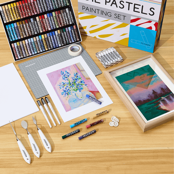 MEEDEN Soft Oil Pastels Set: 102 Pcs Oil Pastel Kit with 72 Colors & 6 White Pastel